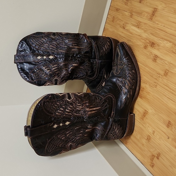 Men's Coral Western Cross Wing Cowboy Boots Sz 9 1 /2 D - Picture 5 of 16